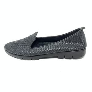 The Flexx Women's Size US 8 Almond Toe Braided Leather Loafers Black